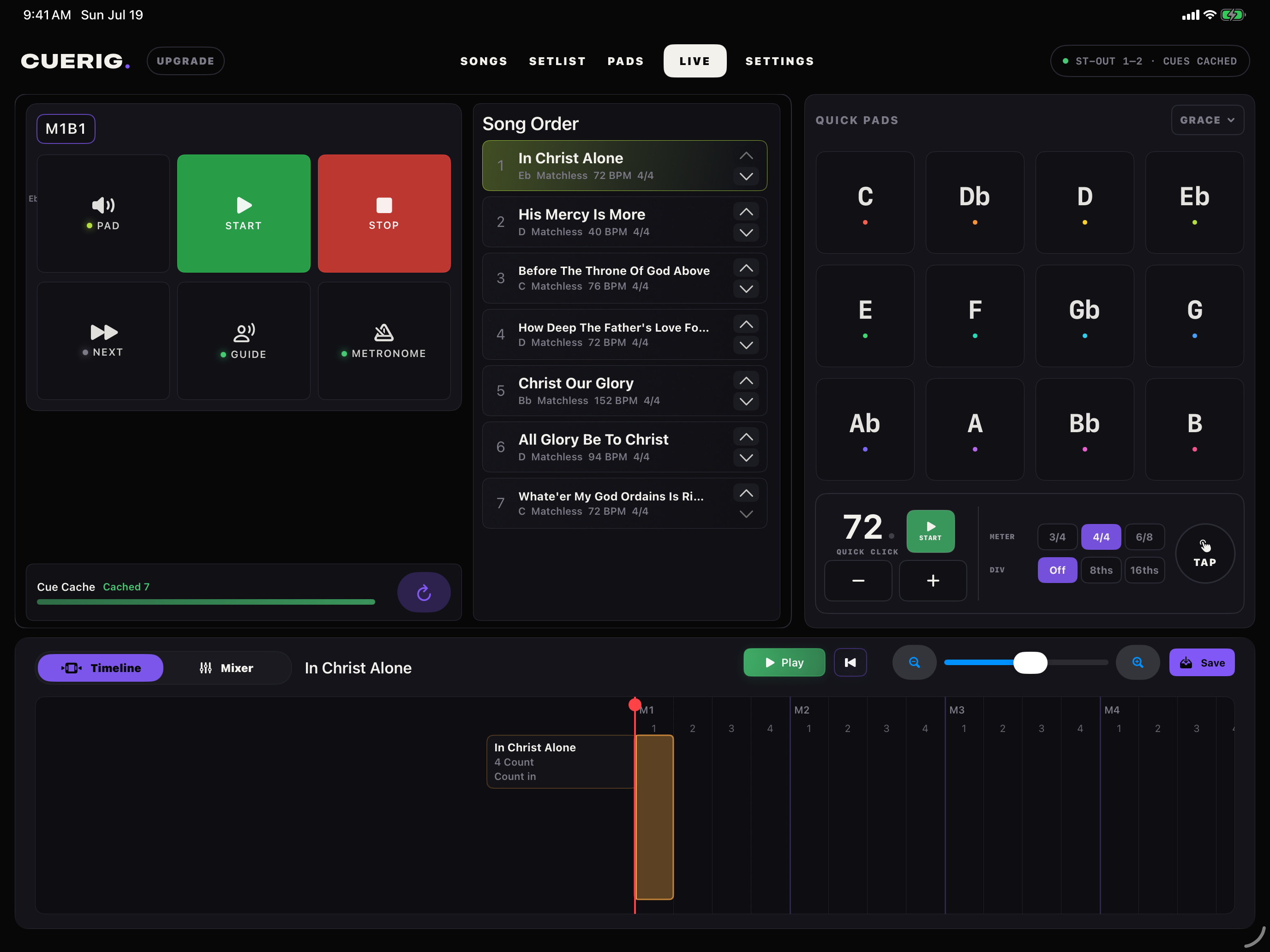 Complete CueRig iPad Live workspace